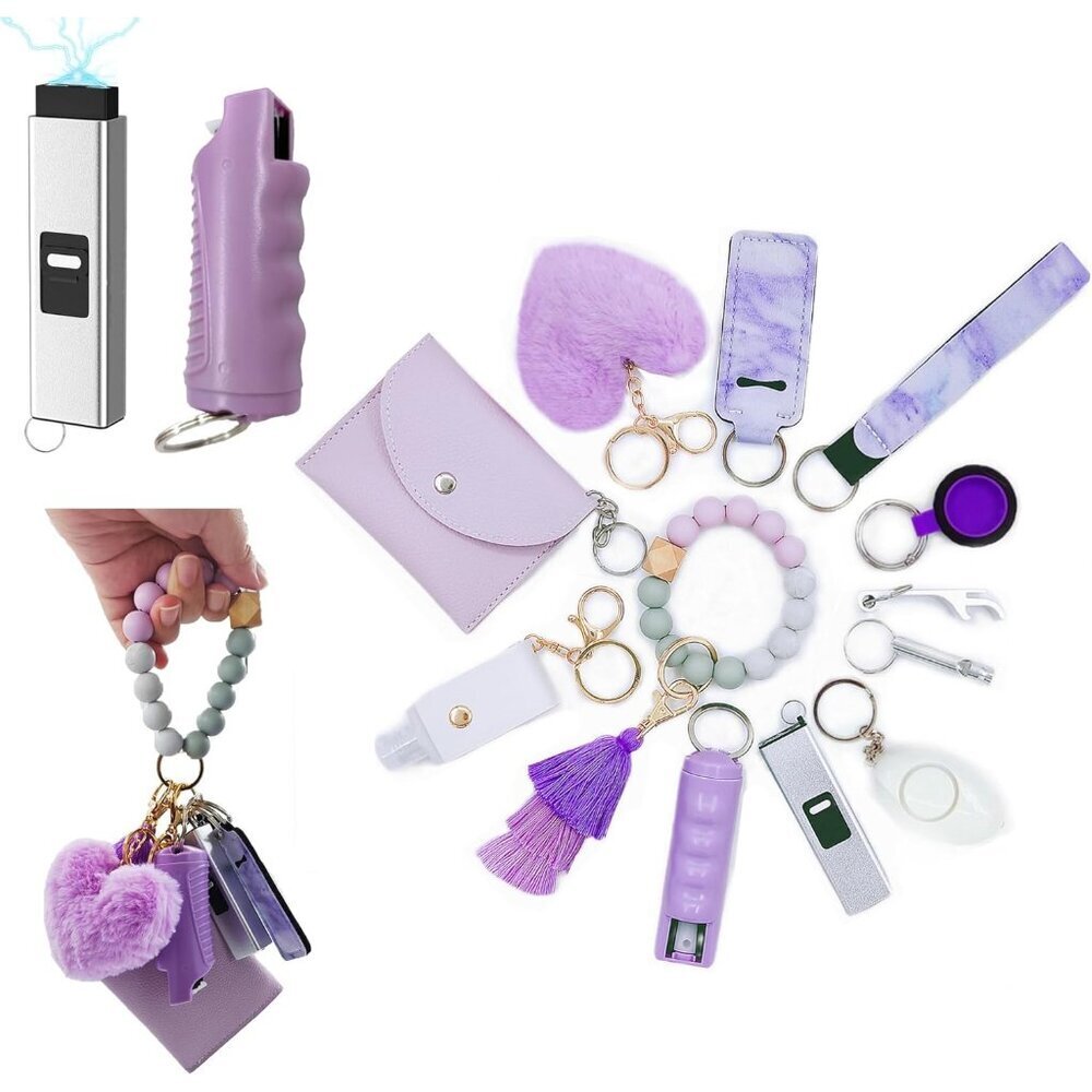 Gift Set for Women Card Holder Wristlet Lanyard Pom Pom Travel Bottle